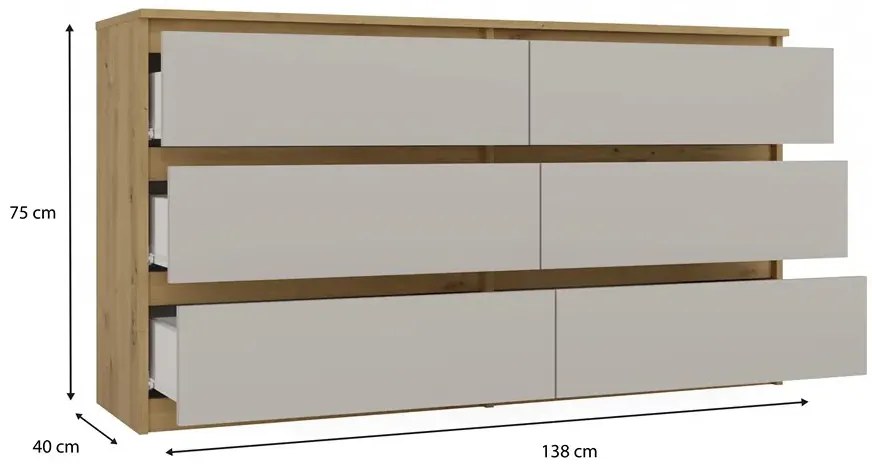 Stylowa komoda z szufladami kaszmir + dąb artisan K9-K20