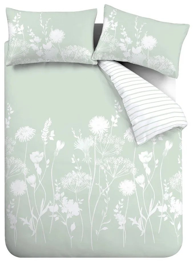 Biało-zielona pościel dwuosobowa 230x220 cm Meadowsweet Floral – Catherine Lansfield