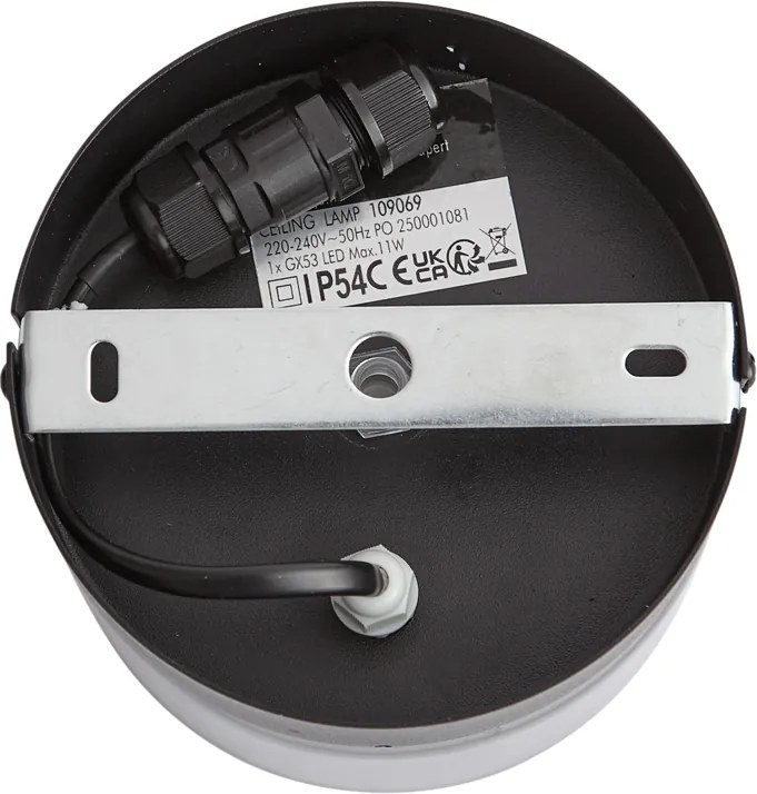 Nowoczesna lampa sufitowa czarna z przydymionym szkłem - Puck