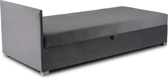 Łóżko Tapczan Młodzieżowe KARO 2 90x200 cm Pojedyncze Szare Welurowe