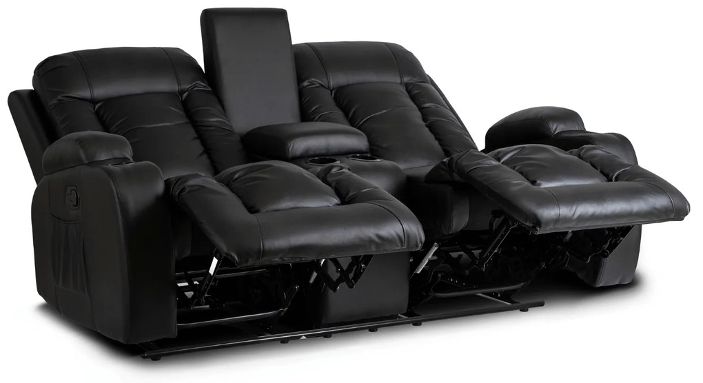 Sofa Rozkładana Dwuosobowa ALPINE Czarna Ekoskóra Nowoczesna do Salonu