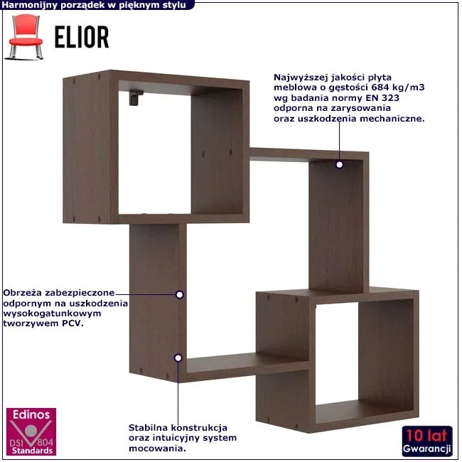 Skandynawska wisząca półka w kolorze wenge - Minis
