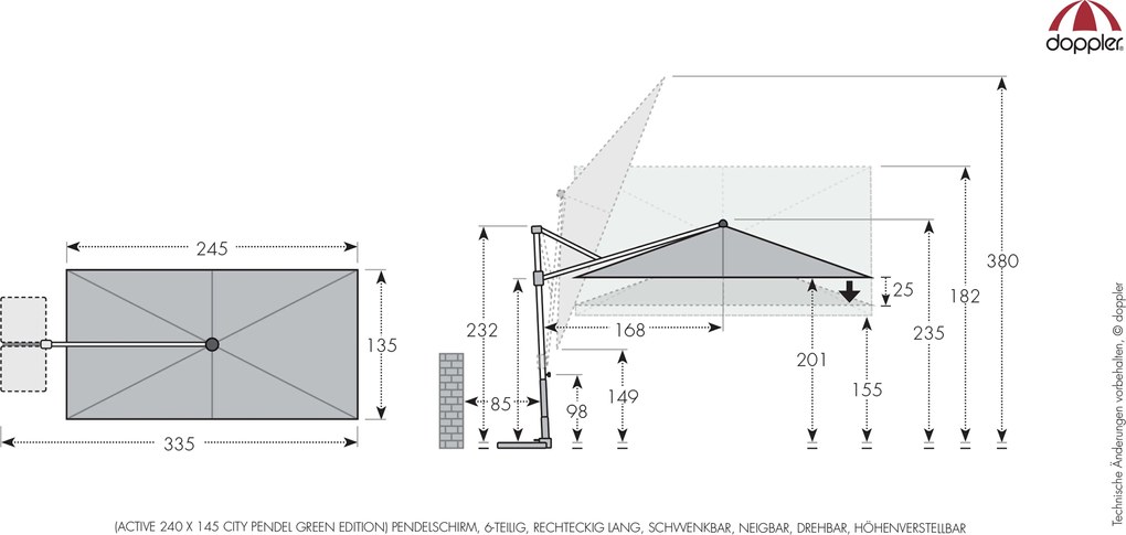 Doppler ACTIVE 240 x 135 cm szara