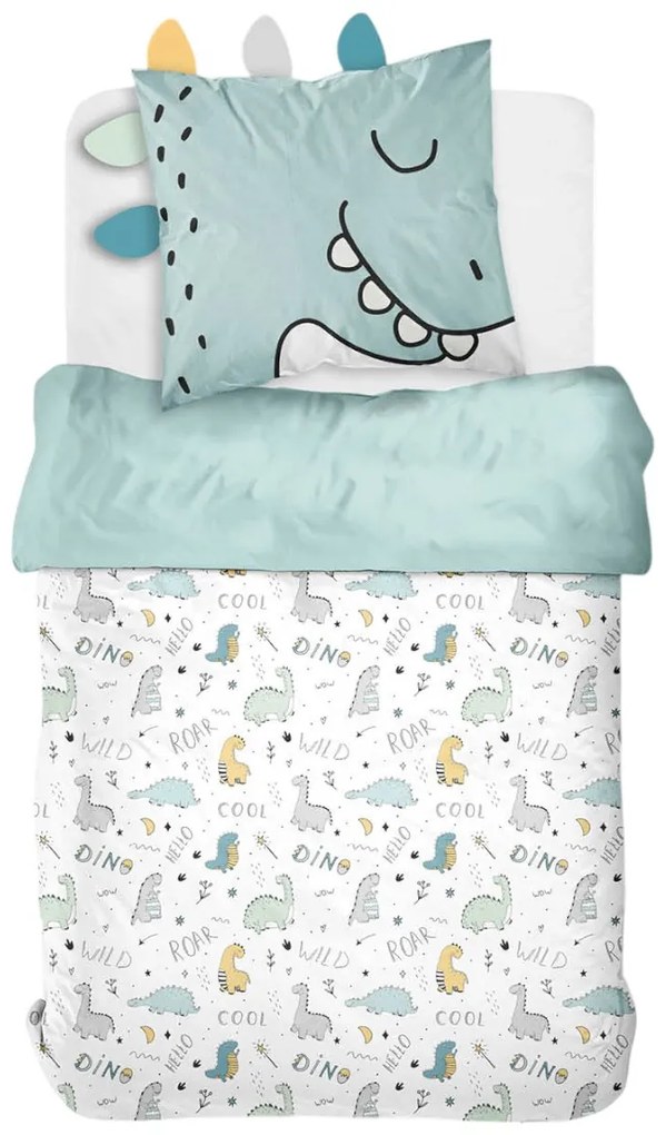 Pościel dziecięca 140x200 cm LAZY MORNING, bawełniana, poszewka z uszkami