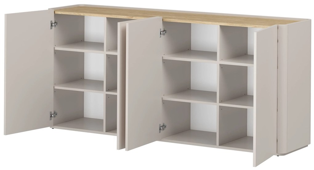Komoda Elivo 200 cm czterodrzwiowa - kaszmir / dąb olejowany