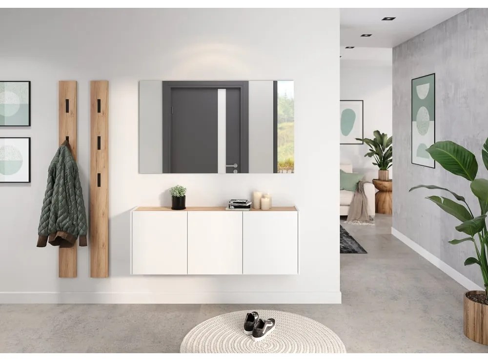 Biała szafka w dekorze dębu wisząca 138x52x25 cm Libbiano – Germania