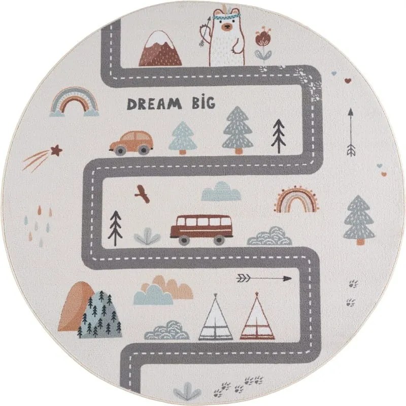 Dywan dziecięcy Coco Miasteczko kremowe koło 120 cm x 120 cm