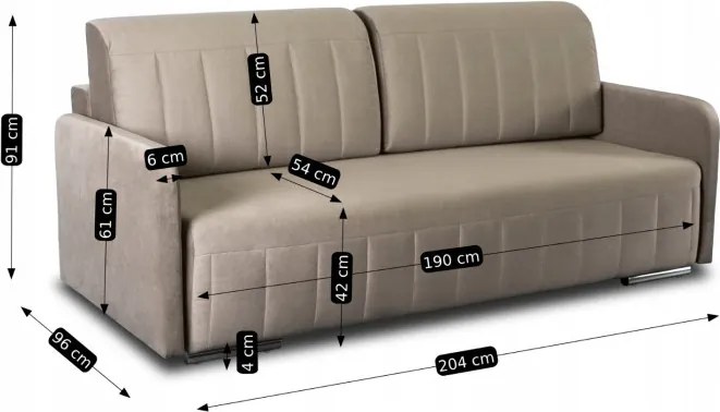 Sofa Rozkładana z Funkcją Spania LUMO Dwuosobowa Beżowa Nowoczesna do Salonu