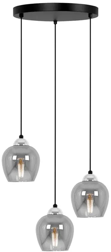 Lampa okrąg z kloszami ze szkła szara T2-S42