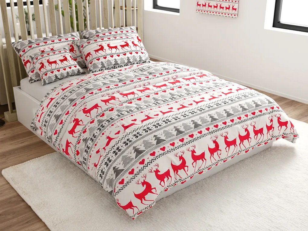 PrzytulneMieszkanie.pl PrzytulneMieszkanie.pl Pościel flanelowa DEER DREAMS białe Rozmiar pościeli: 70 x 90 cm | 140 x 220 cm