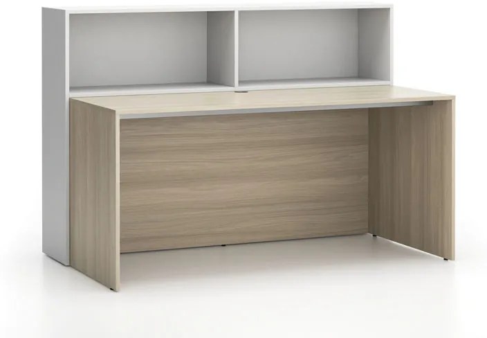 Zestaw mebli biurowych single SEGMENT, 2 półki, dąb naturalny / biały