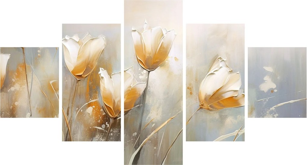Obraz - Malowanie tulipanów (125x70 cm)