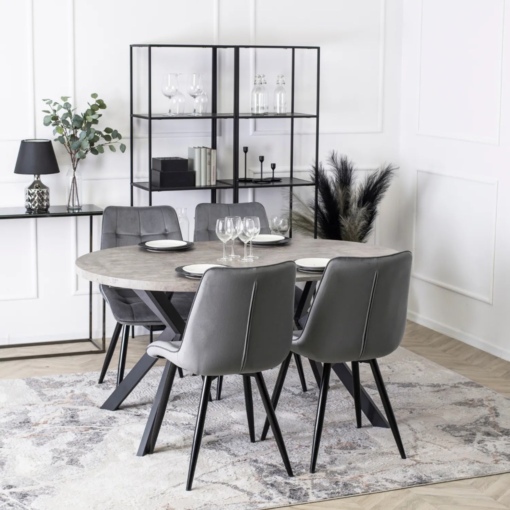 Stół Okrągły Rozkładany LUKAS 100-250 cm Beton Nowoczesny Loft