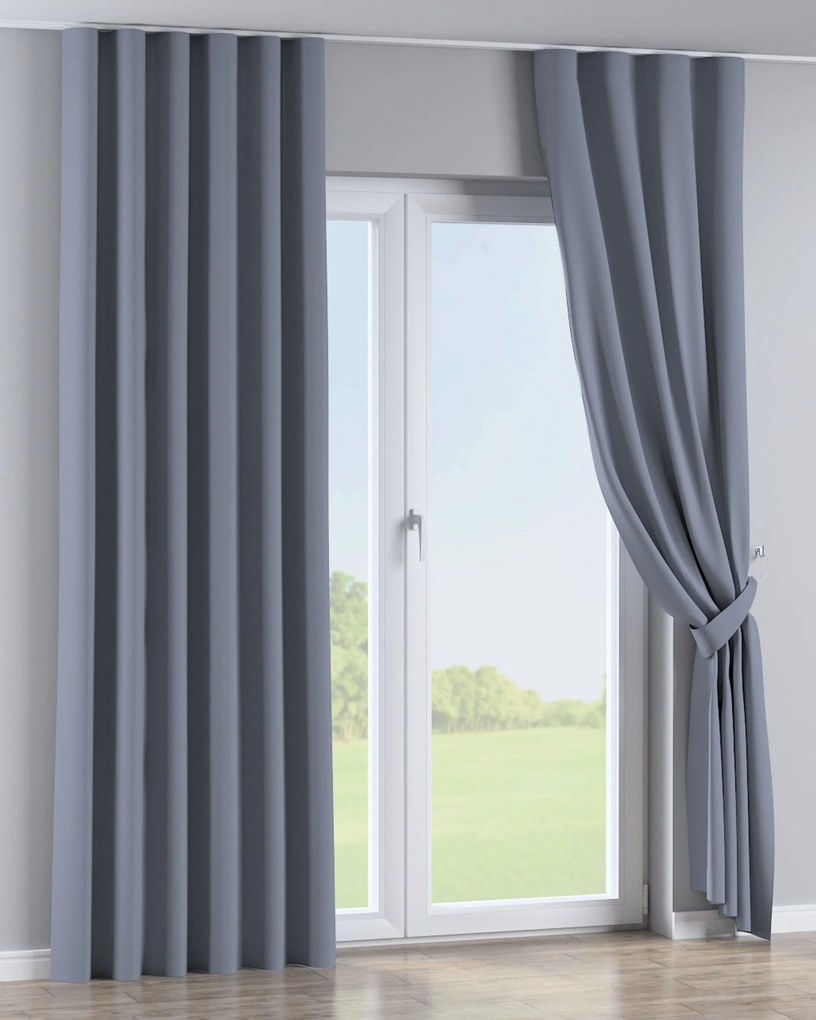 Zasłona na taśmie wave kolor szary tkanina zaciemniająca