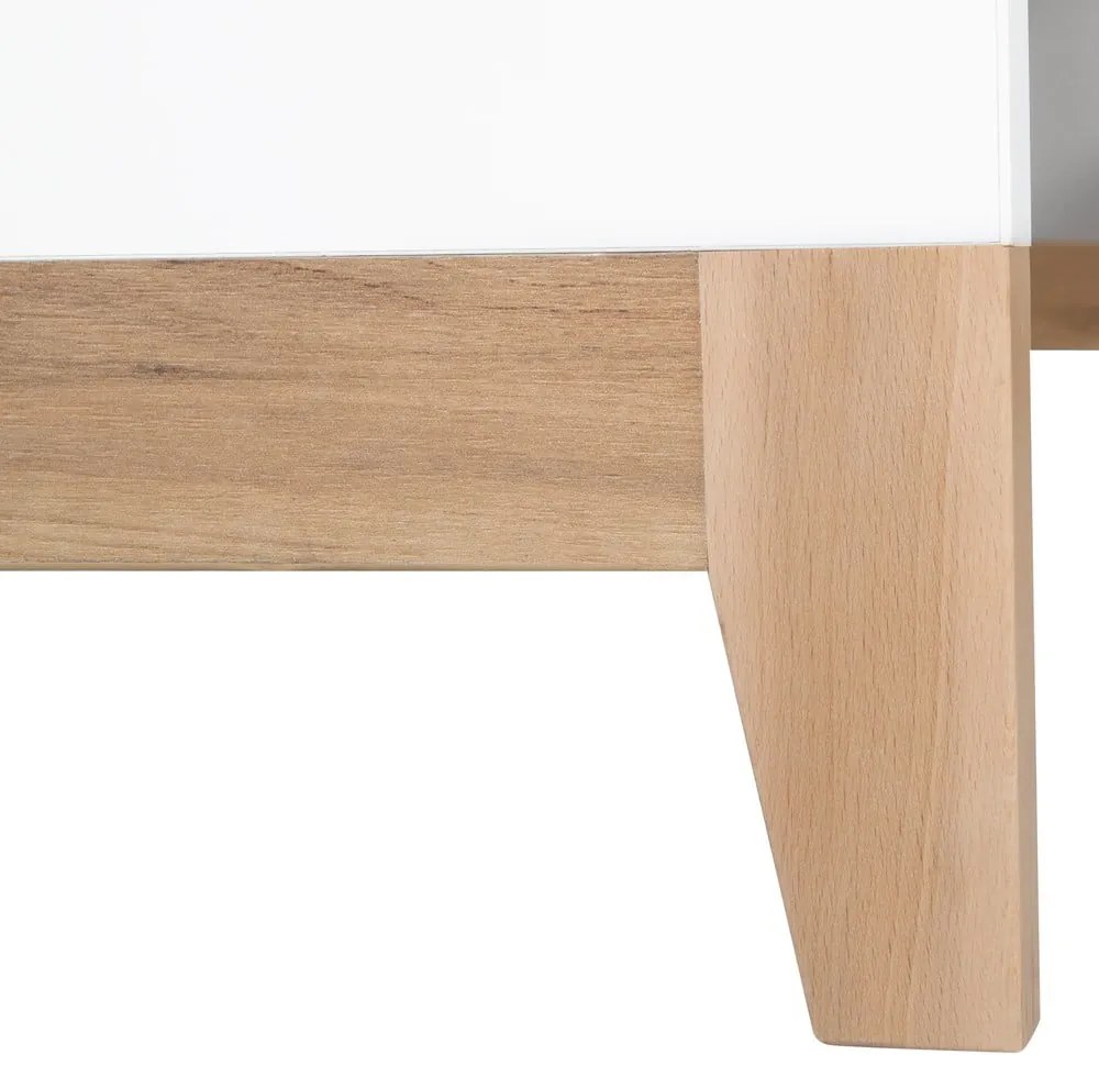 Biało-naturalne łóżeczko z litego drewna bukowego 70x140 cm Finn – Roba