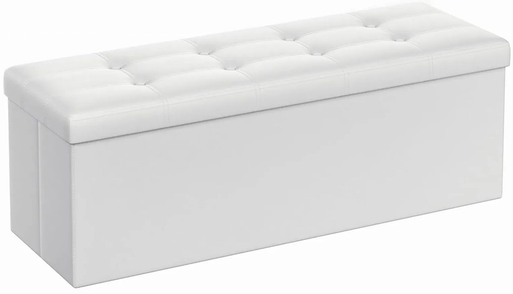 Biała pufa skórzana z guzikami C1-P37