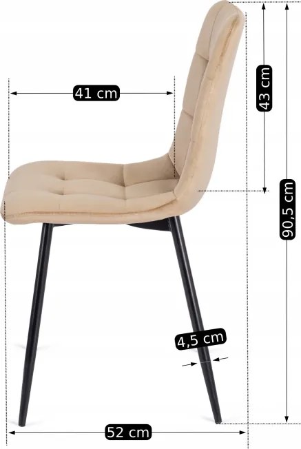Krzesło Tapicerowane do Jadalni PERU Beżowe Welurowe Nowoczesne Loft