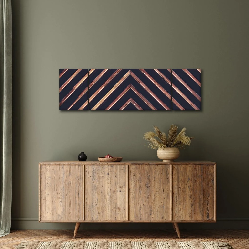 Obraz drewnianego motywu na czarnym tle (170x50 cm)