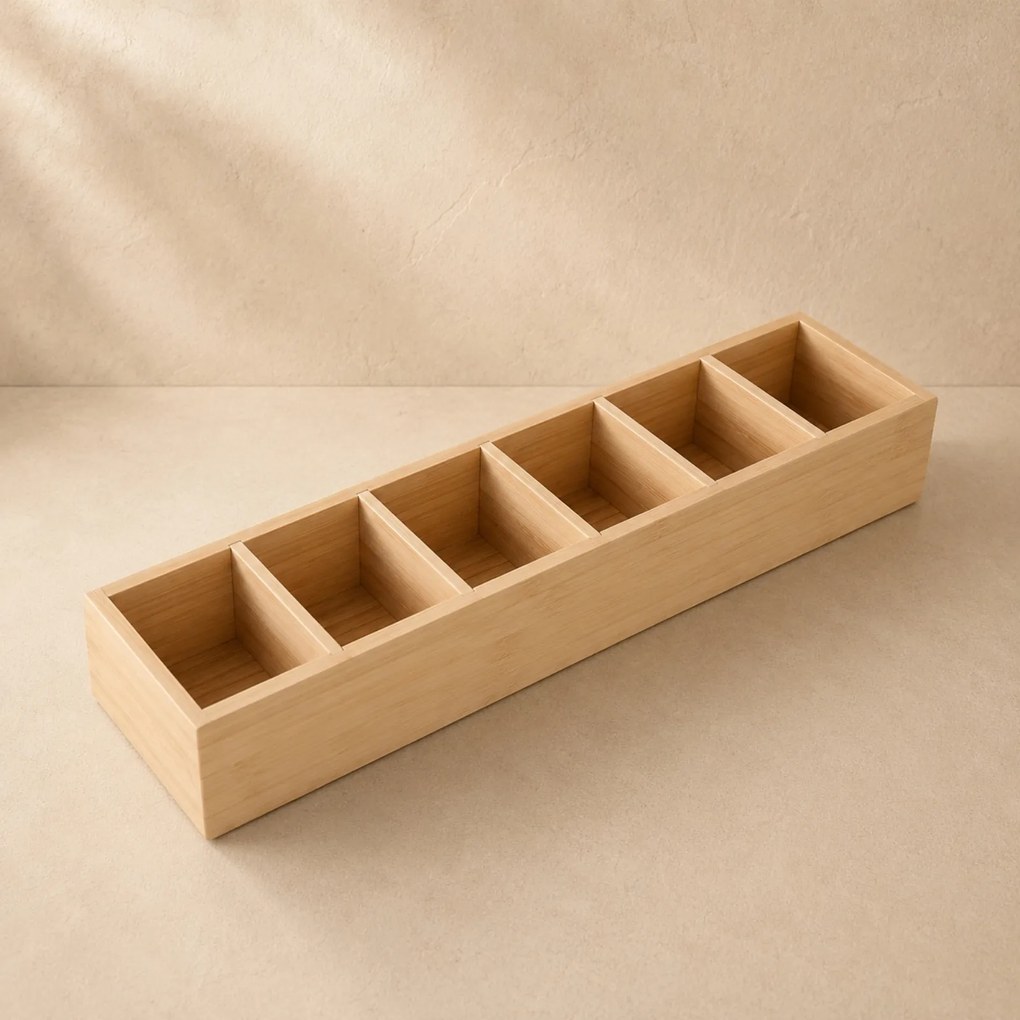 Organizer biurkowy bambusowy, 38 x 8 x 7 cm