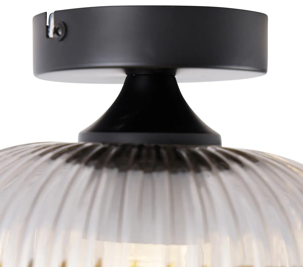 Inteligentna lampa sufitowa czarna z przydymionym szkłem w tym Wifi A60 - Karel ArtDeco Oswietlenie wewnetrzne