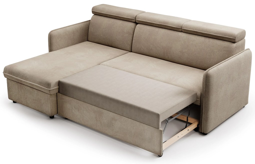 Narożnik z funkcją spania Barcelia Mini uniwersalny lewy/prawy - brązowy sztruks łatwoczyszczący Anafi 06