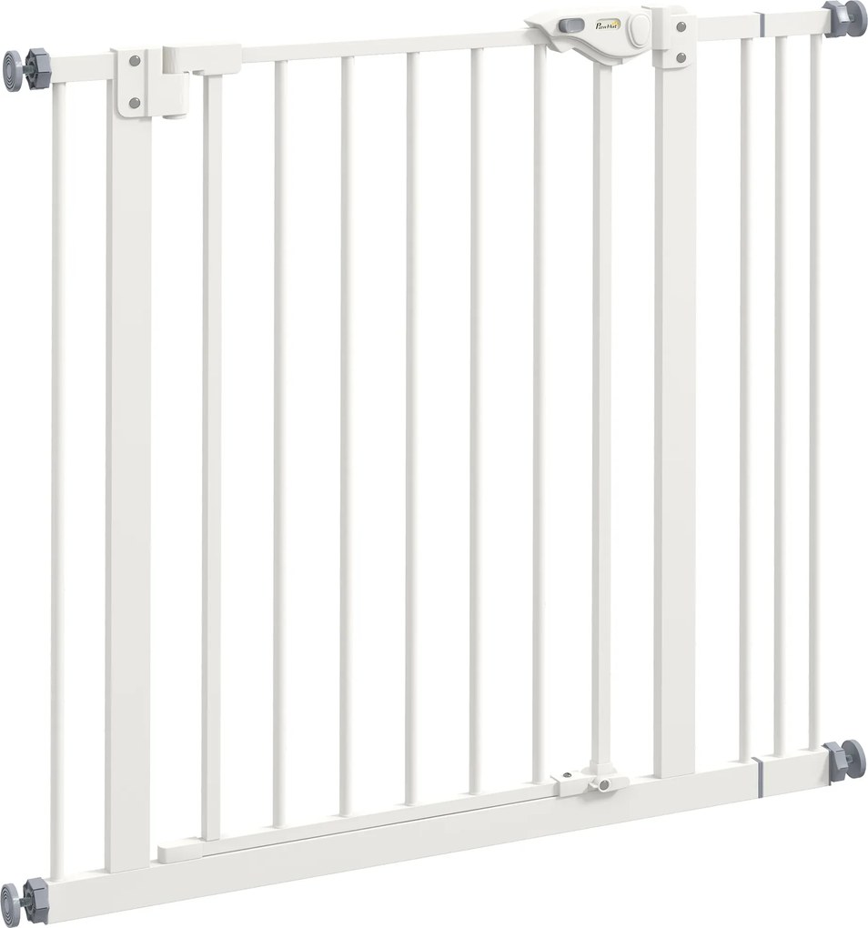 PawHut Bramka Ochronna dla Psów, Absperrgitter, Bramka dla Zwierząt, Metal, Tworzywo Sztuczne, 74-87 cm, Biały