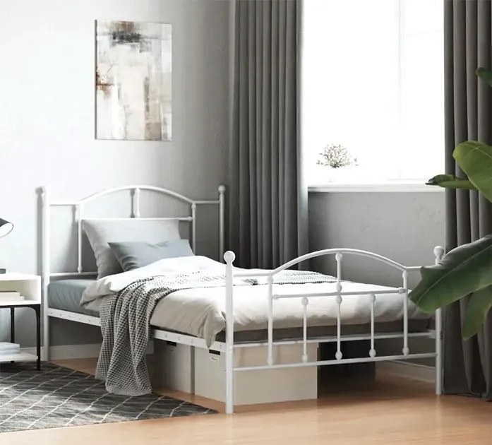 Białe metalowe łóżko pojedyncze 100x200 cm C2-E82