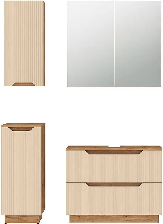 Zestaw mebli łazienkowych dąb/kaszmir w paski 79.6x32x62.5 lotta