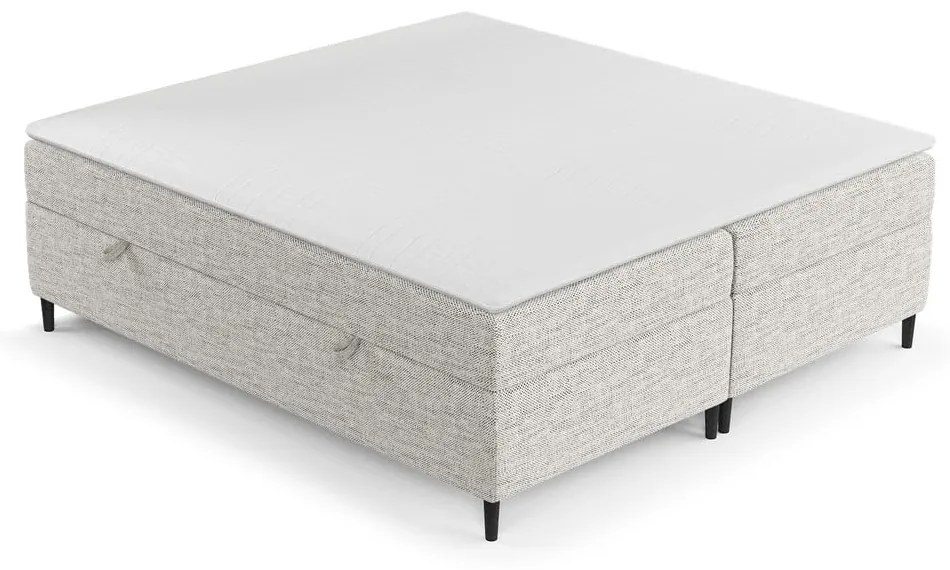 Jasnoszare łóżko boxspring ze schowkiem 160x200 cm Araya – Maison de Rêve