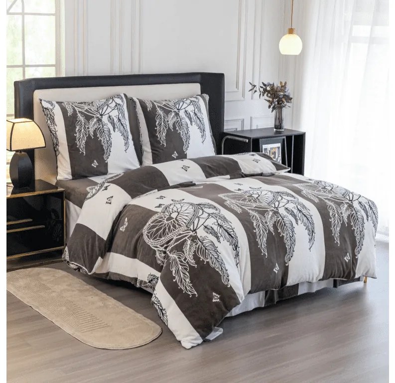 PrzytulneMieszkanie.pl PrzytulneMieszkanie.pl Pościel z mikropluszu TIRSO szaro-biała Rozmiar pościeli: 2 szt 70 x 90 cm | 200 x 220 cm