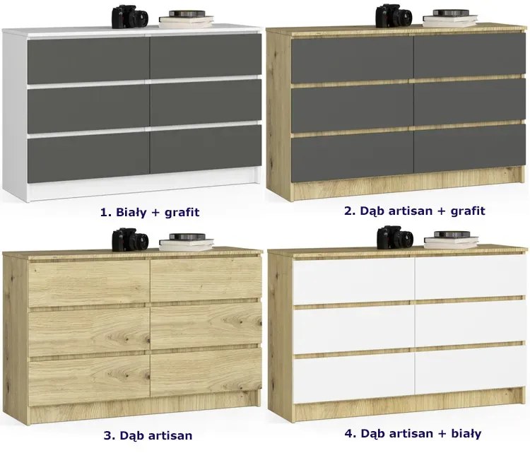 Nowoczesna komoda z szufladami biała + grafit H1-B01
