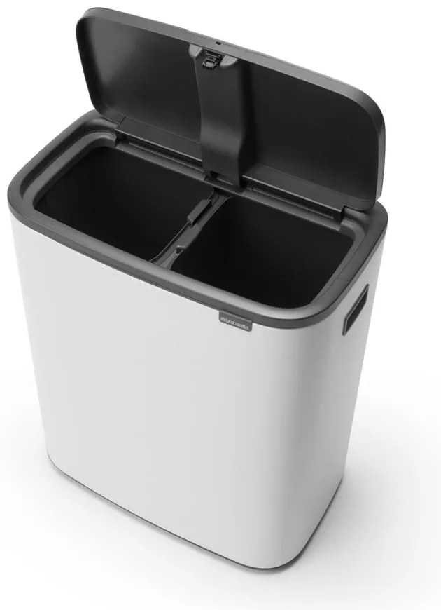 Biały stalowy kosz na śmieci do segregacji odpadów otwierany na dotyk 60 l Bo Touch Bin – Brabantia
