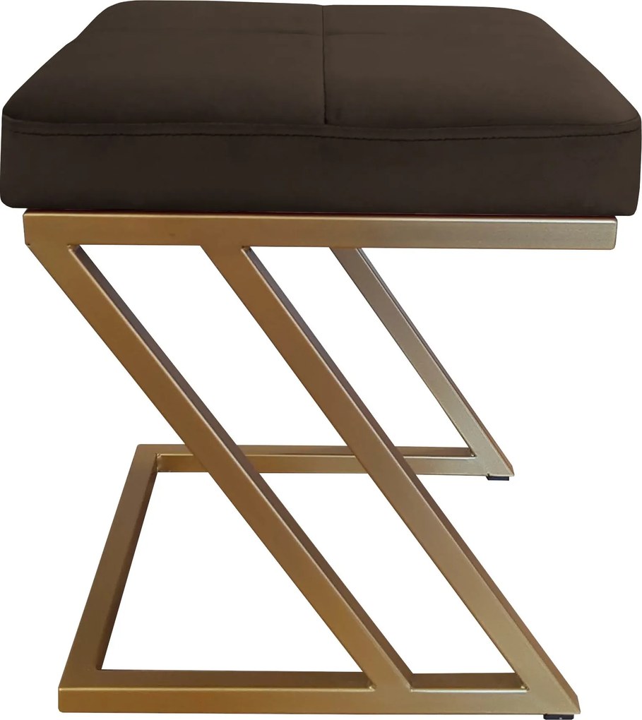 Pufa ZETA tkanina Welur loft ławka podnóżek metal : Kolor Stelaża - Złoty, Kolor tkaniny - VELVET - MG05, Typ tkaniny - Velvet