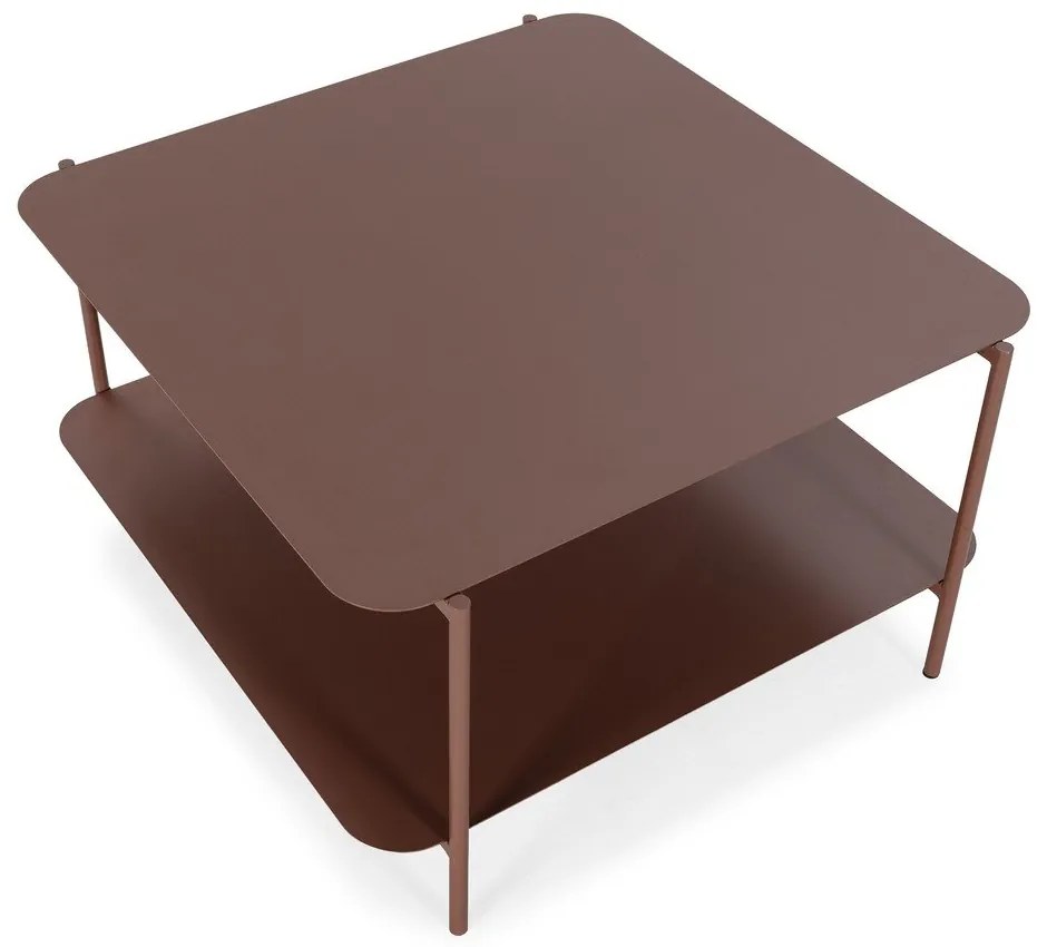 Metalowy stolik w kolorze terakoty 70x73 cm Beatrix – MOME