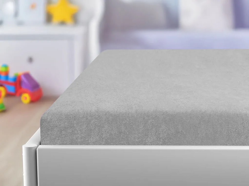 PrzytulneMieszkanie.pl Prześcieradło frotte do łóżeczka jasnoszare 60x120 cm