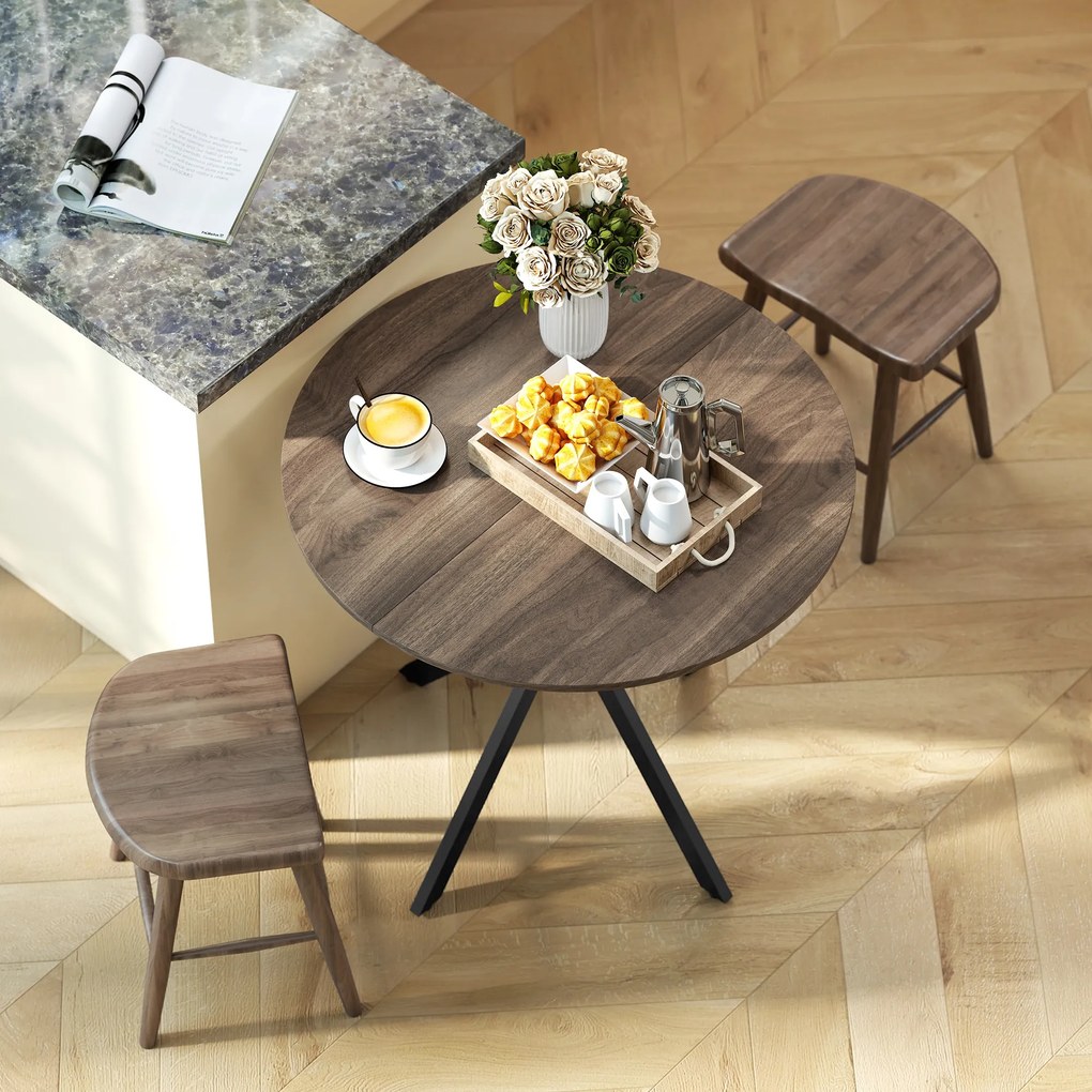 HOMCOM Okrągły stół kuchenny, 80 cm, kompaktowy blat, płyta wiórowa, metal, brązowy | Aosom PL