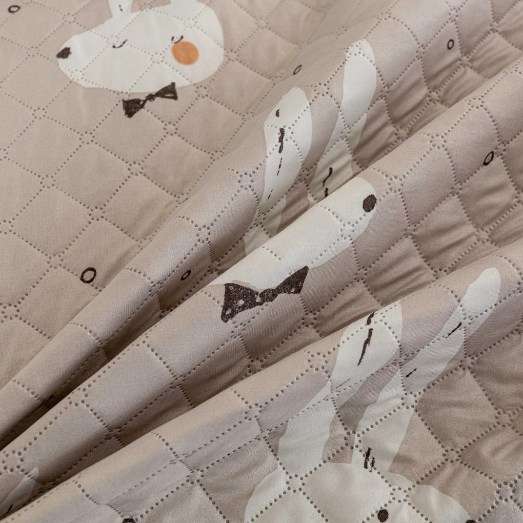 Narzuta na łóżko ze wzorem WHITE RABBIT, beżowy Rozmiar: 170 x 210 cm