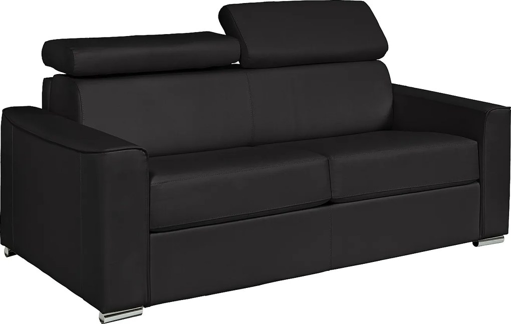 Kanapa 4-osobowa rozkładana typu express ze skóry bawolej w kolorze czarnym - pow. spania 160 cm - Materac 18 cm VIZIR