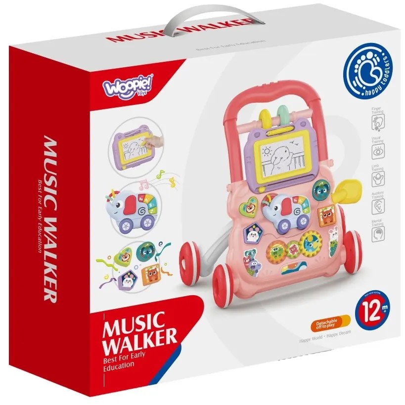 Woopie baby interaktywny chodzik pchacz muzyczny + znikopis
