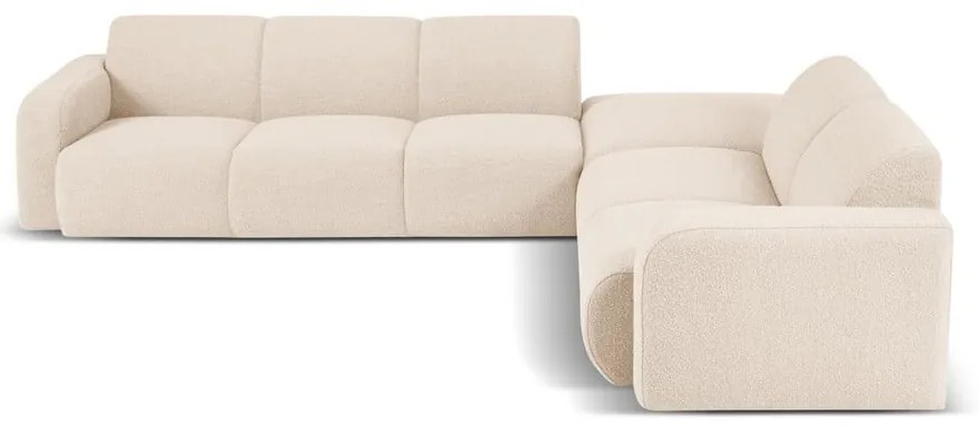 Beżowy narożnik z materiału bouclé (prawostronny) Molino – Micadoni Home