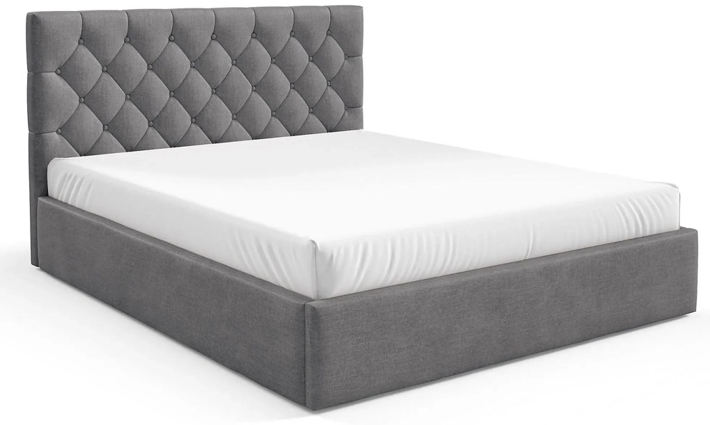 Ciemnoszare łóżko z pikowanym zagłówkiem 3 rozmiary H8-Z41