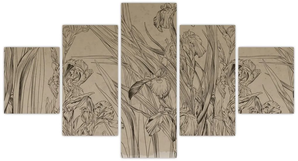 Obraz - Kontury roślin (125x70 cm)