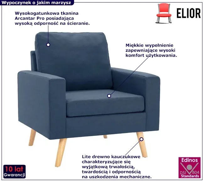 Niebieski tapicerowany fotel wypoczynkowy E5-Z91
