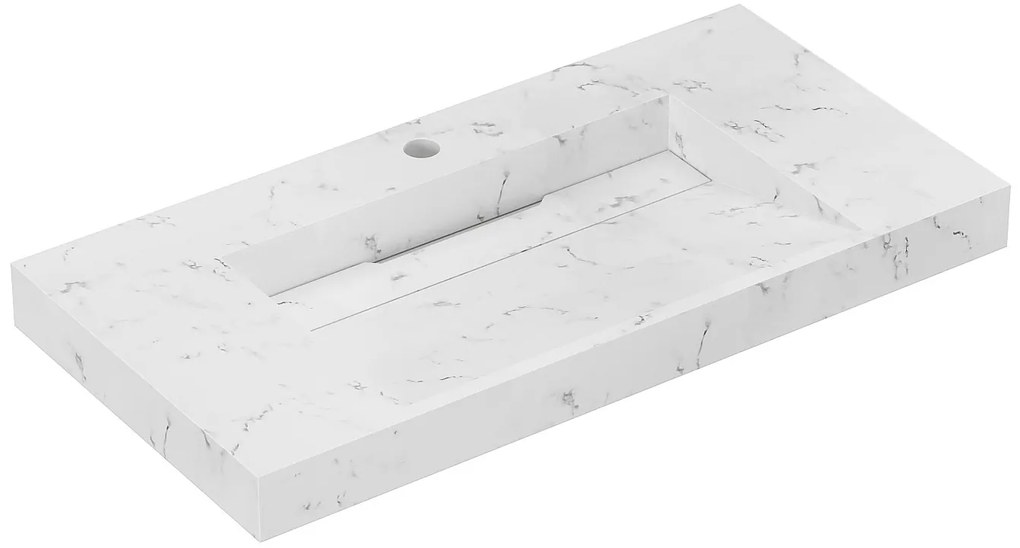 Umywalka wisząca solid surface biała - szer. 90,2 x gł. 45,2 x wys. 8 cm - TAKOTNA