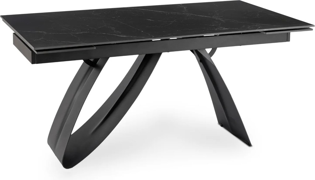 Ceramiczny stół z funkcją rozkładania Devon 160-220 cm, czarny marmur/czarny