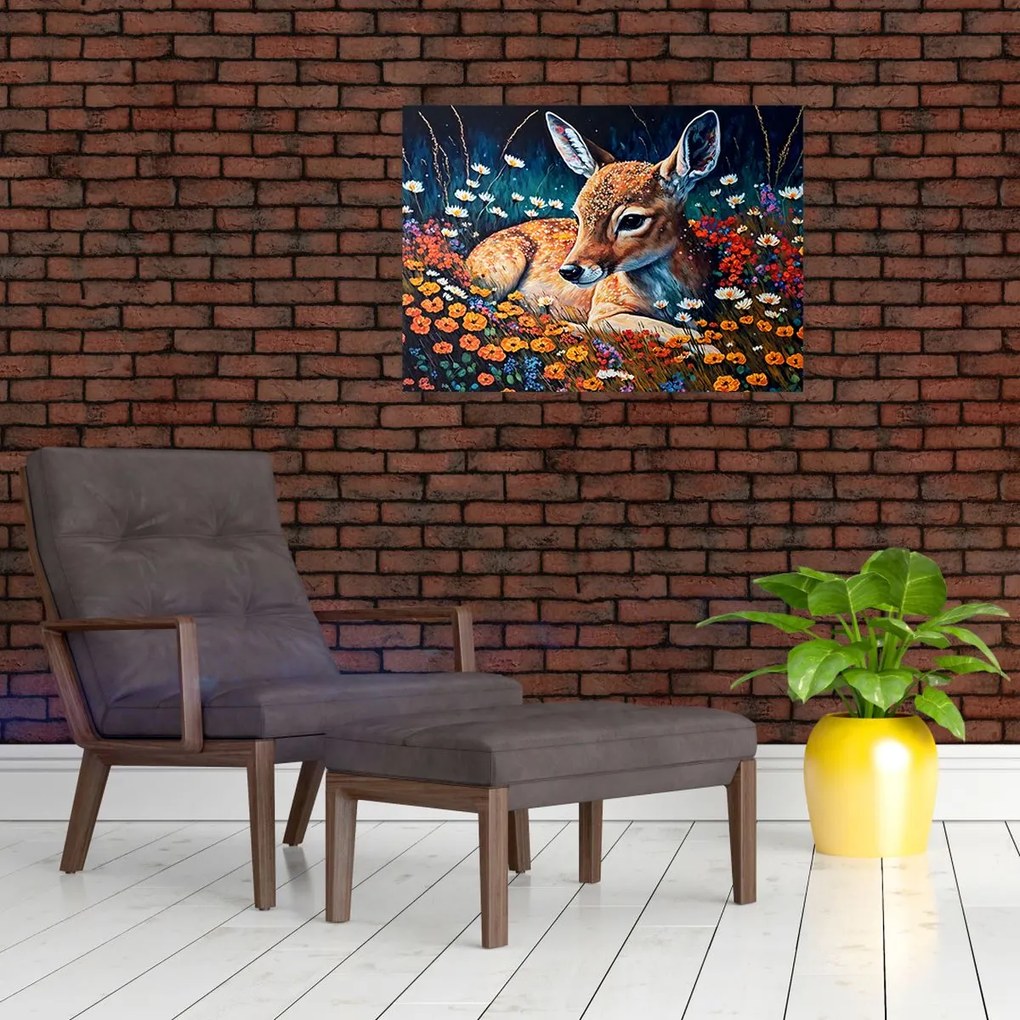 Obraz na szkle - Malowany jeleń (70x50 cm)