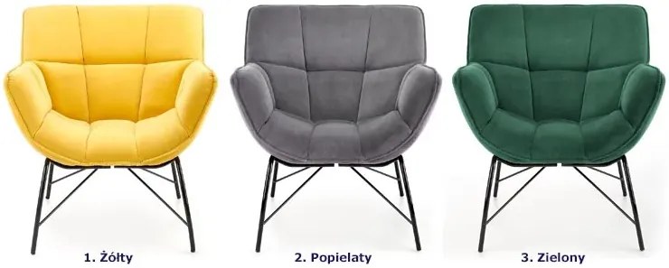 Popielaty welwetowy fotel wypoczynkowy E8-R35
