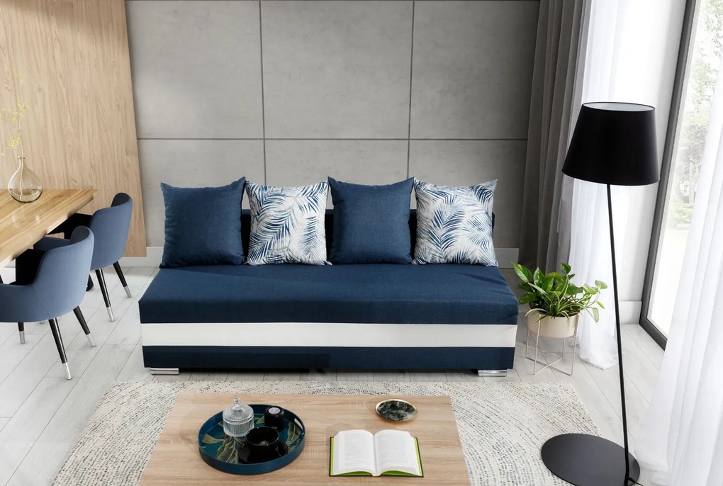 Sofa rozkładana z funkcją spania CALIA czarna/biała ELTAP