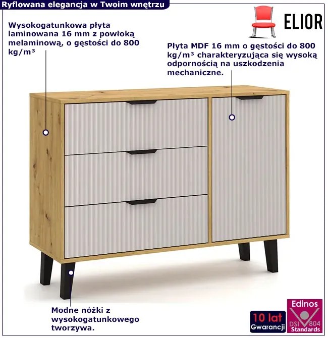 Komoda z szafką i 3 szufladami dąb artisan + kaszmir S8-N93