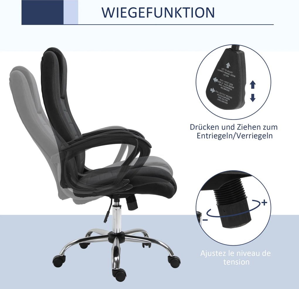 Vinsetto Fotel biurowy obrotowy z funkcją kołysania ergonomiczny regulowany | Aosom PL
